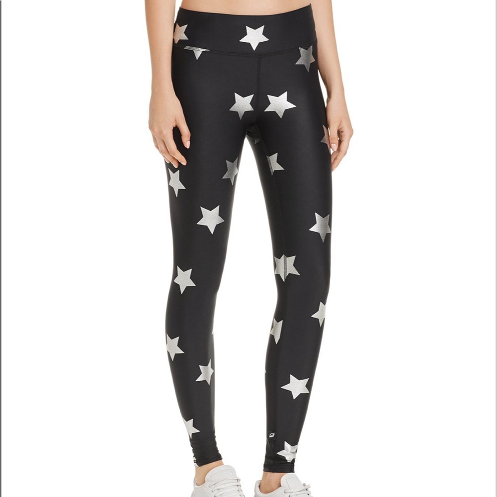 Terez Black Leggings with Silver Star Print